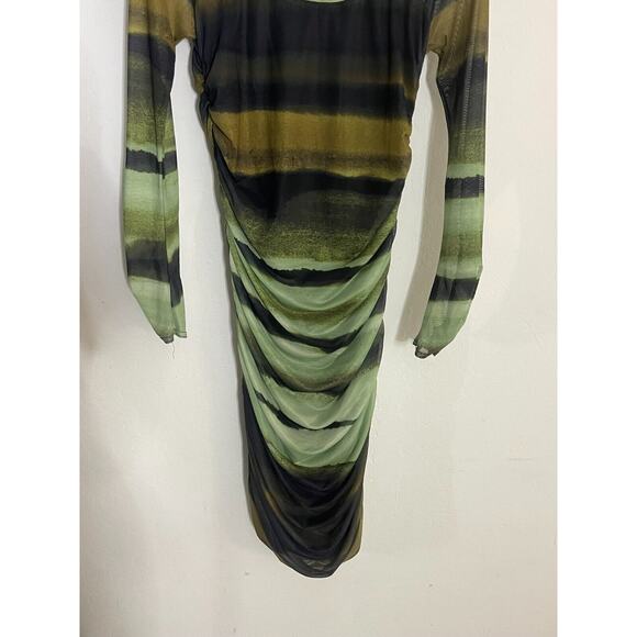 Anthropologie Striped Midi Dress - Green and Black - Picture 5 of 10